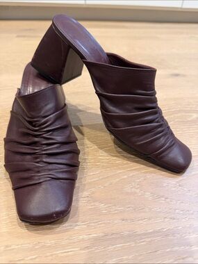STAUD Maude Ruched Leather Mules